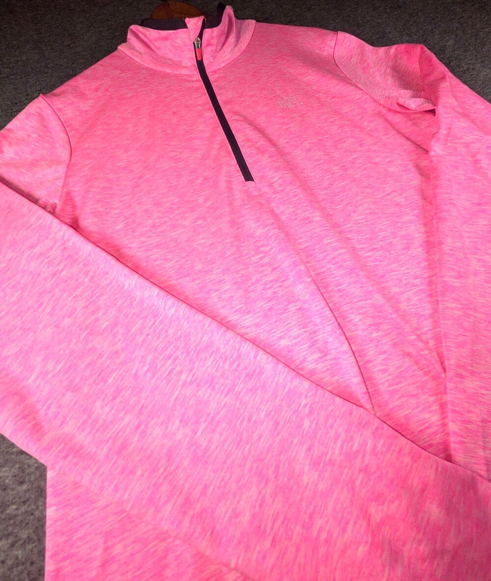 Helly Hansen Women Large Pink X-Cool 1/4 Zip Pullover Athletic Top Thumb Holes